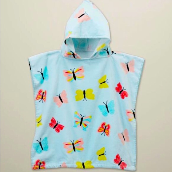 Kids Hooded Poncho Beach Towels Butterfly - Picture 1 of 3
